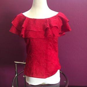 Elegant Red Ruffle top